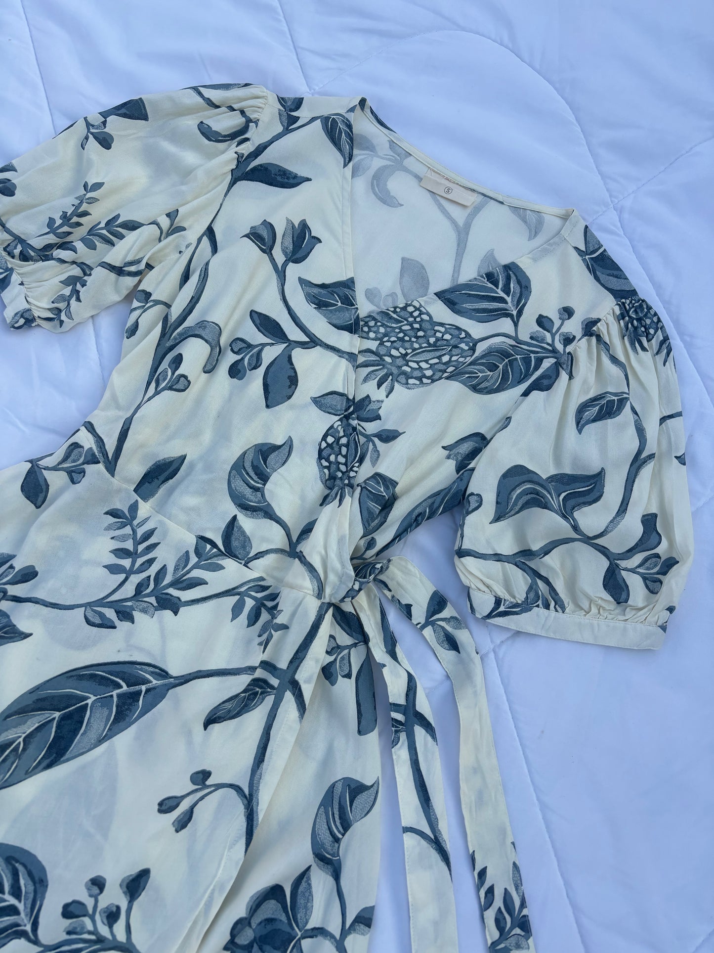 Cream floral overlap dress