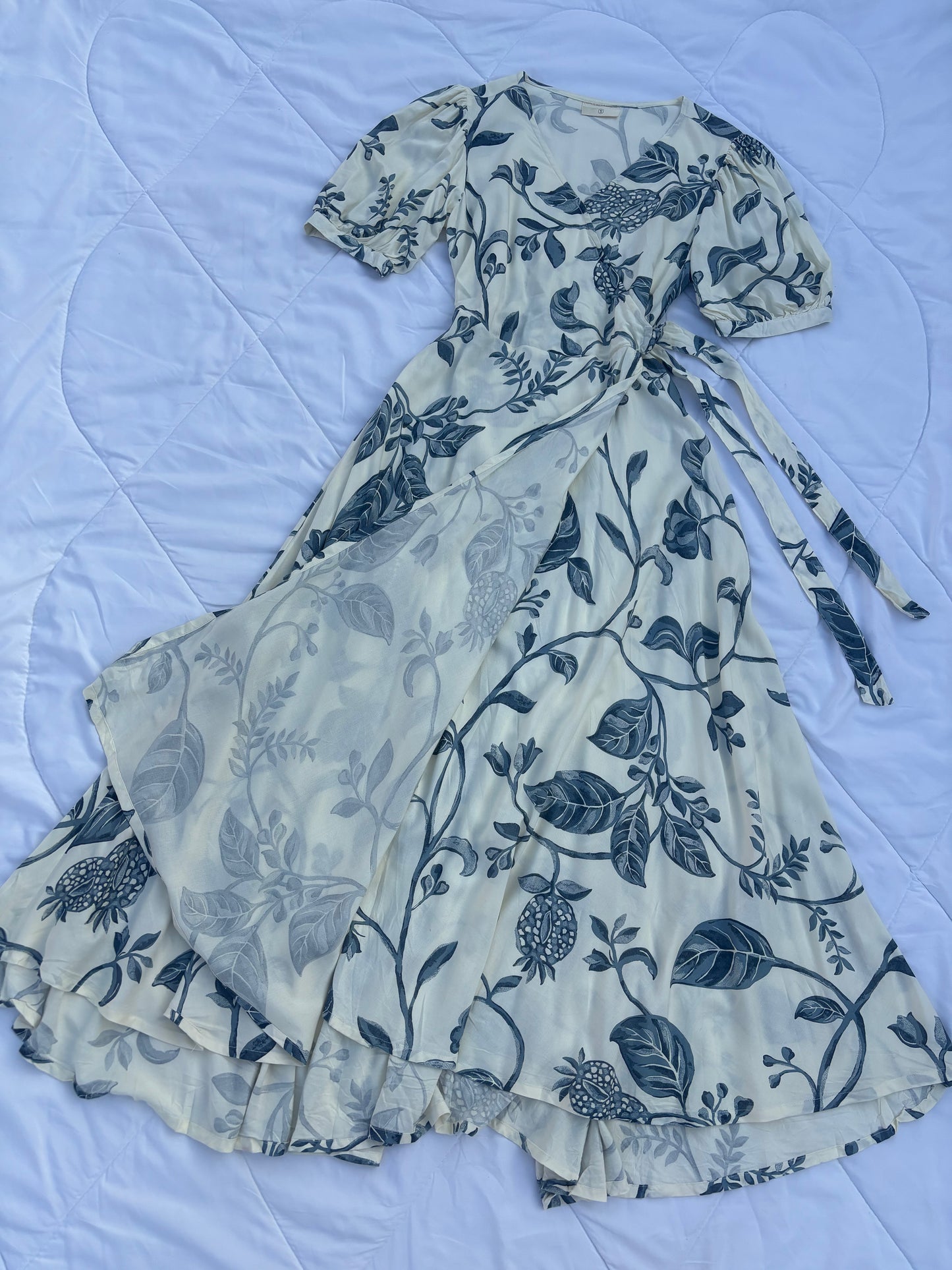 Cream floral overlap dress