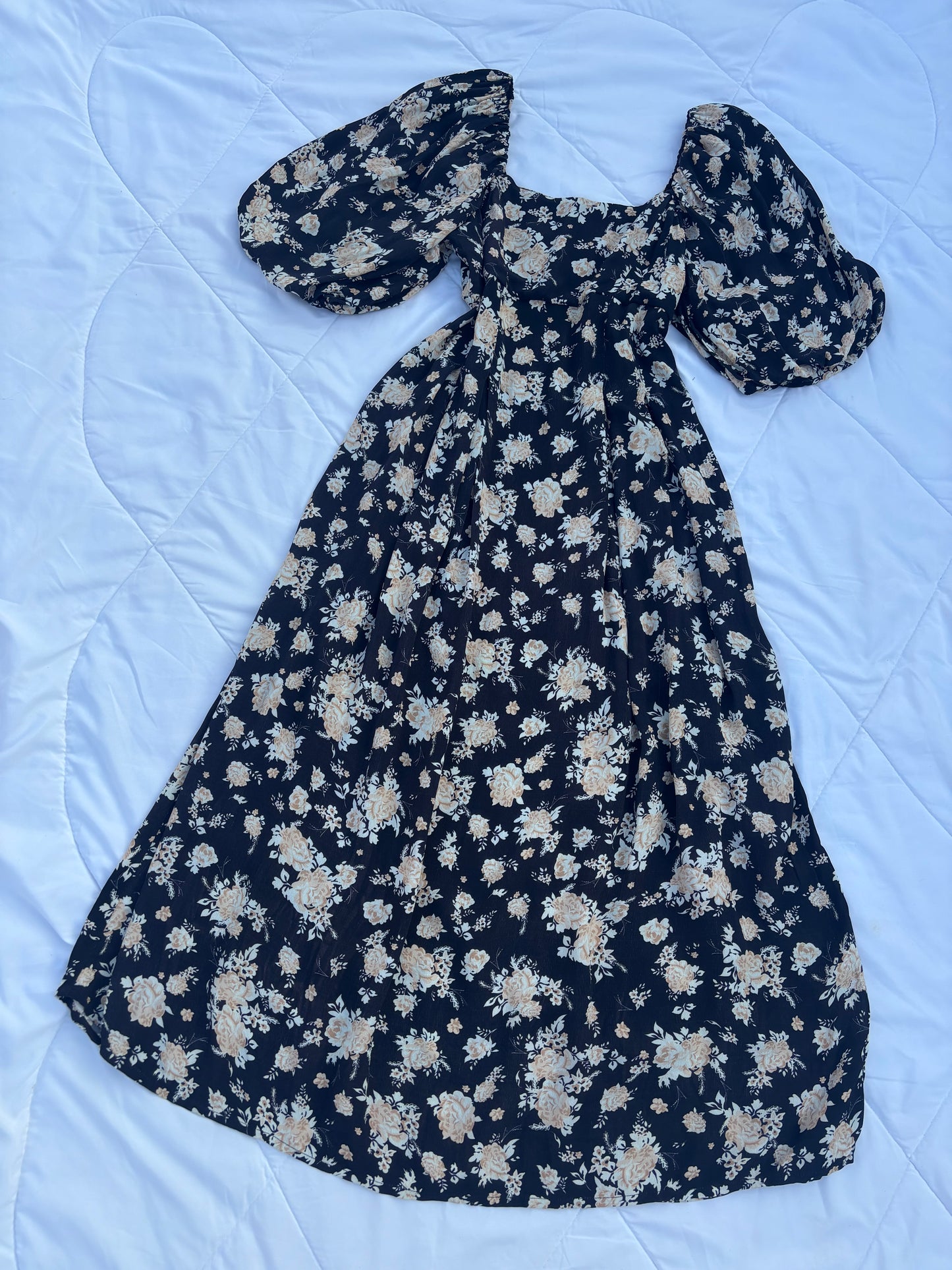Square neck floral maxi dress
