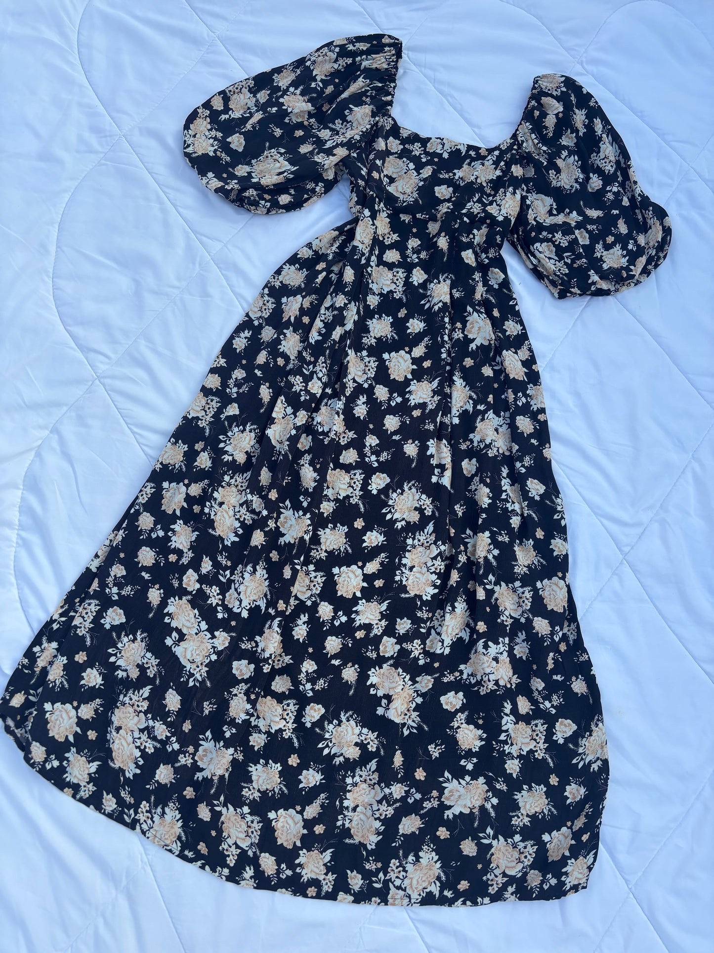 Square neck floral maxi dress