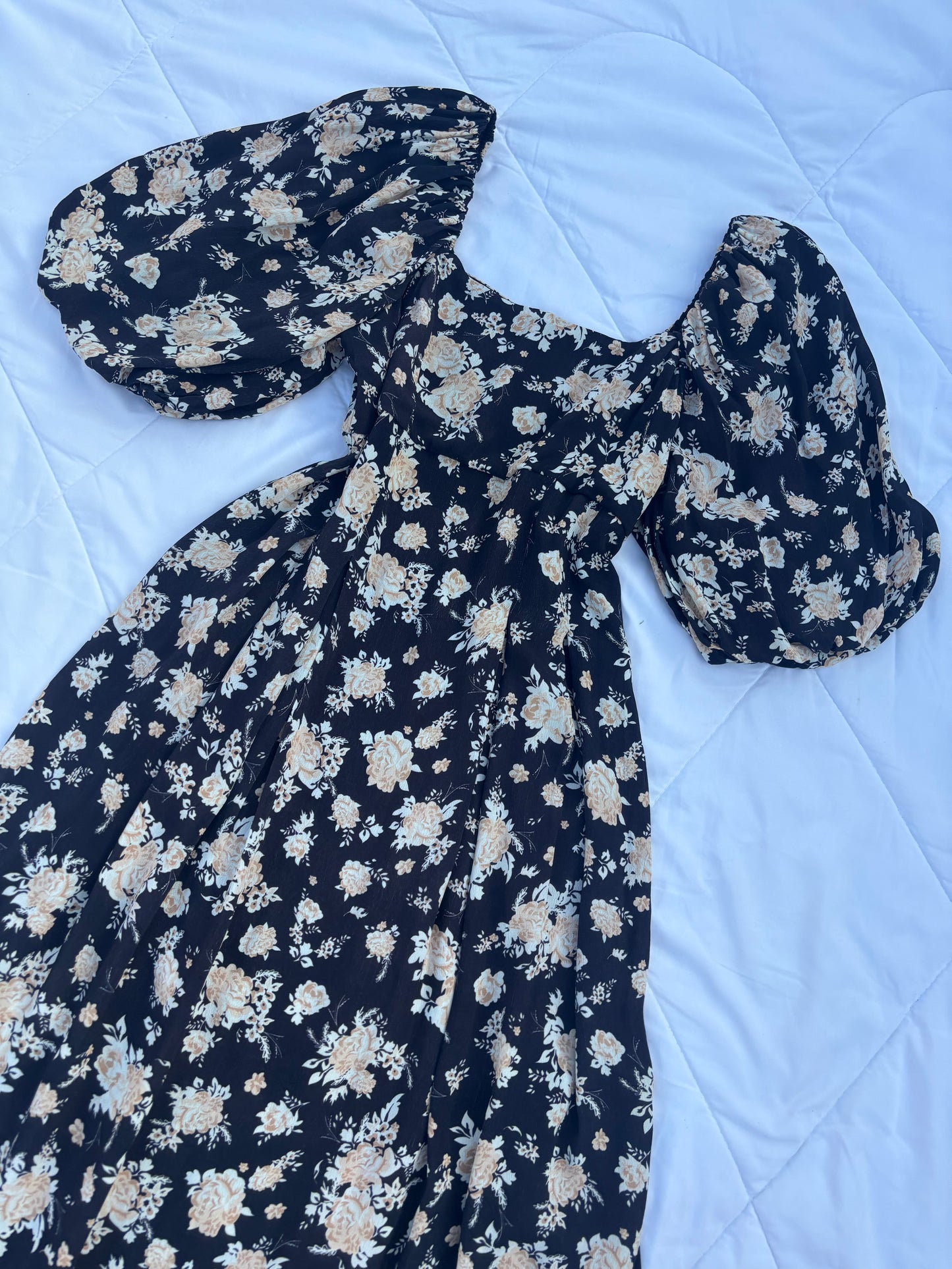 Square neck floral maxi dress