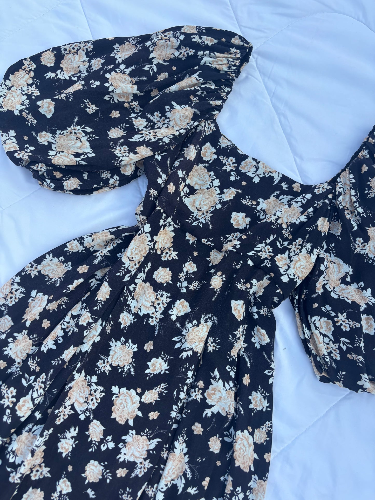 Square neck floral maxi dress