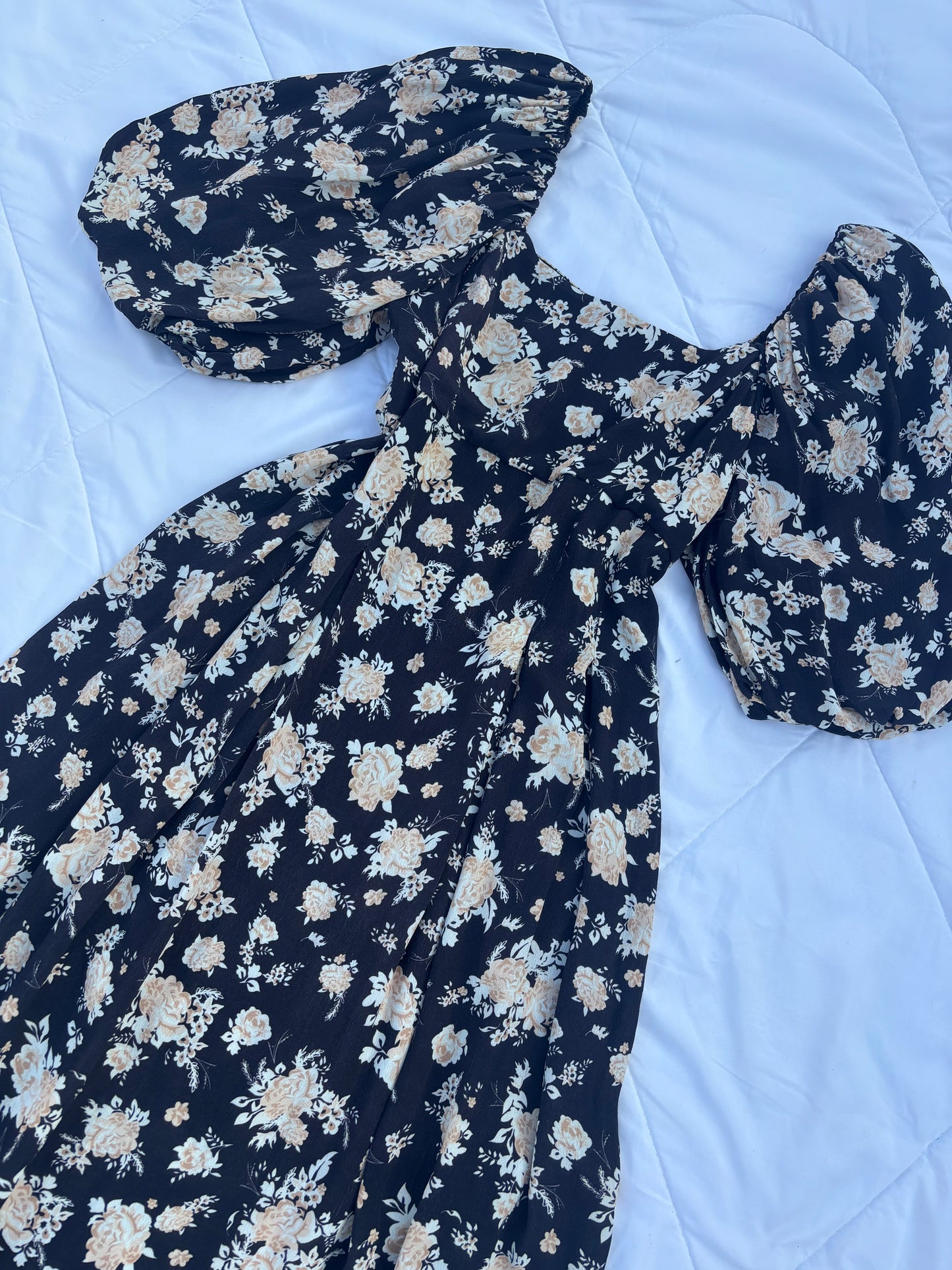 Square neck floral maxi dress