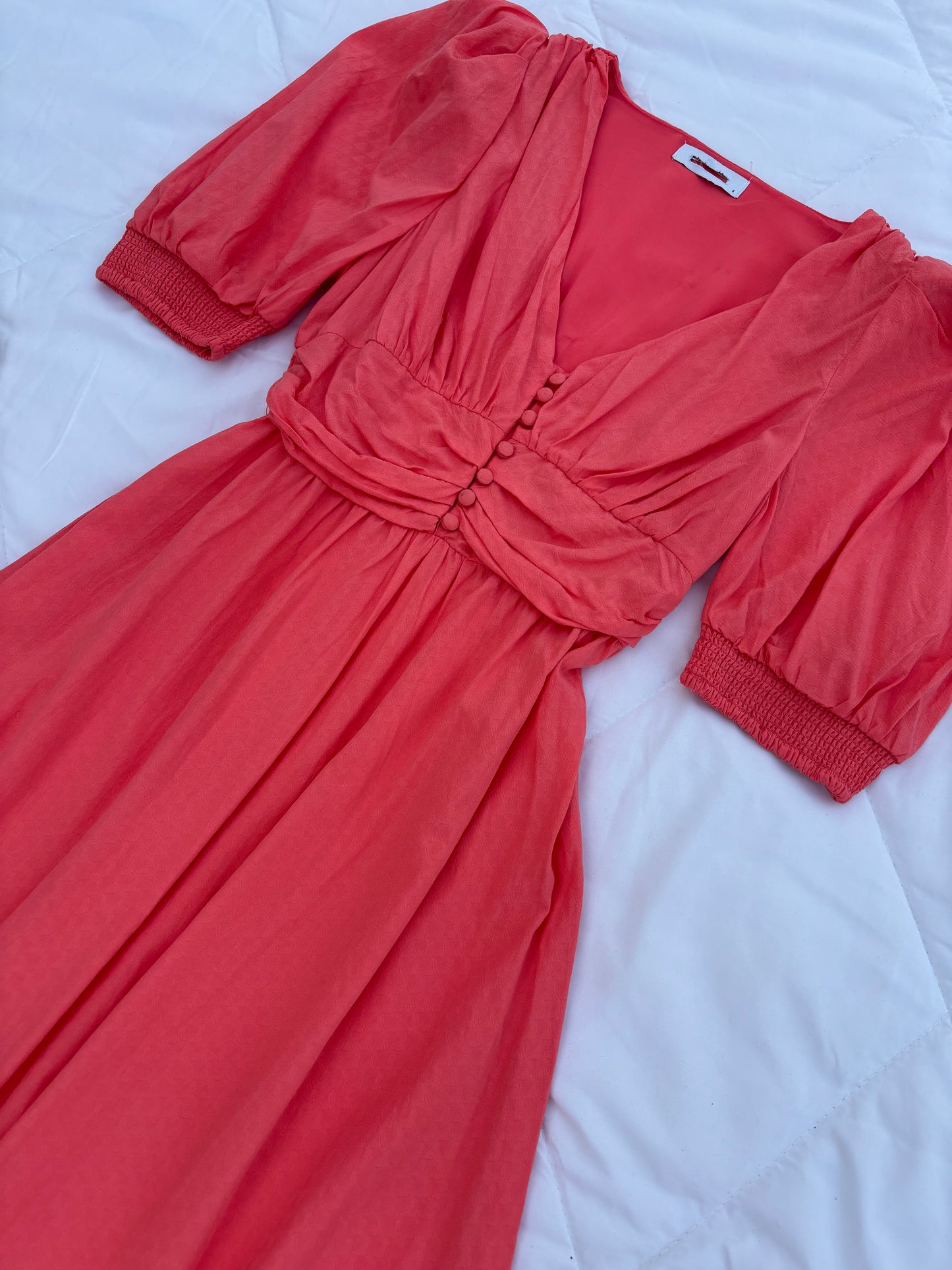 Coral solid maxi dress