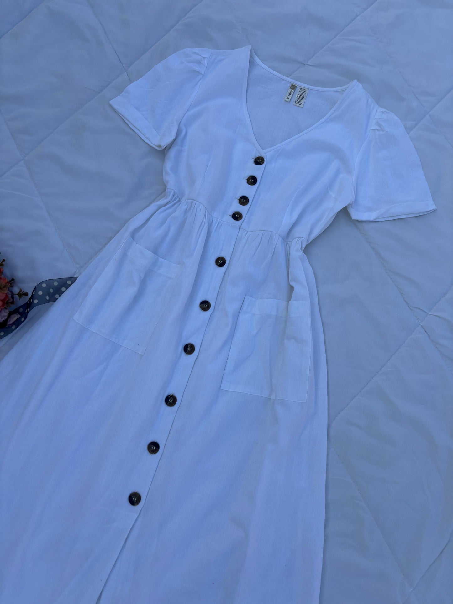 White buttoned dress