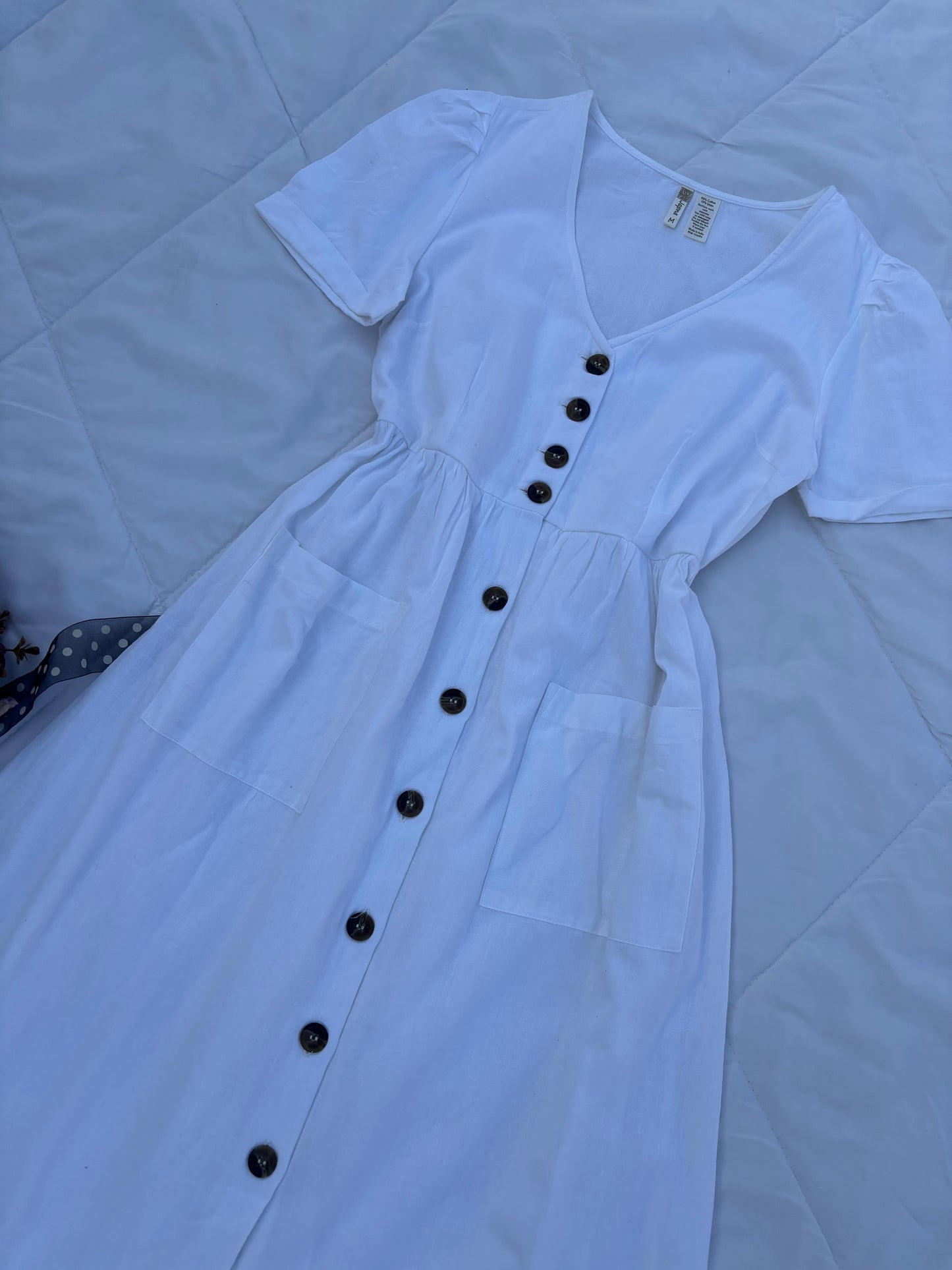 White buttoned dress