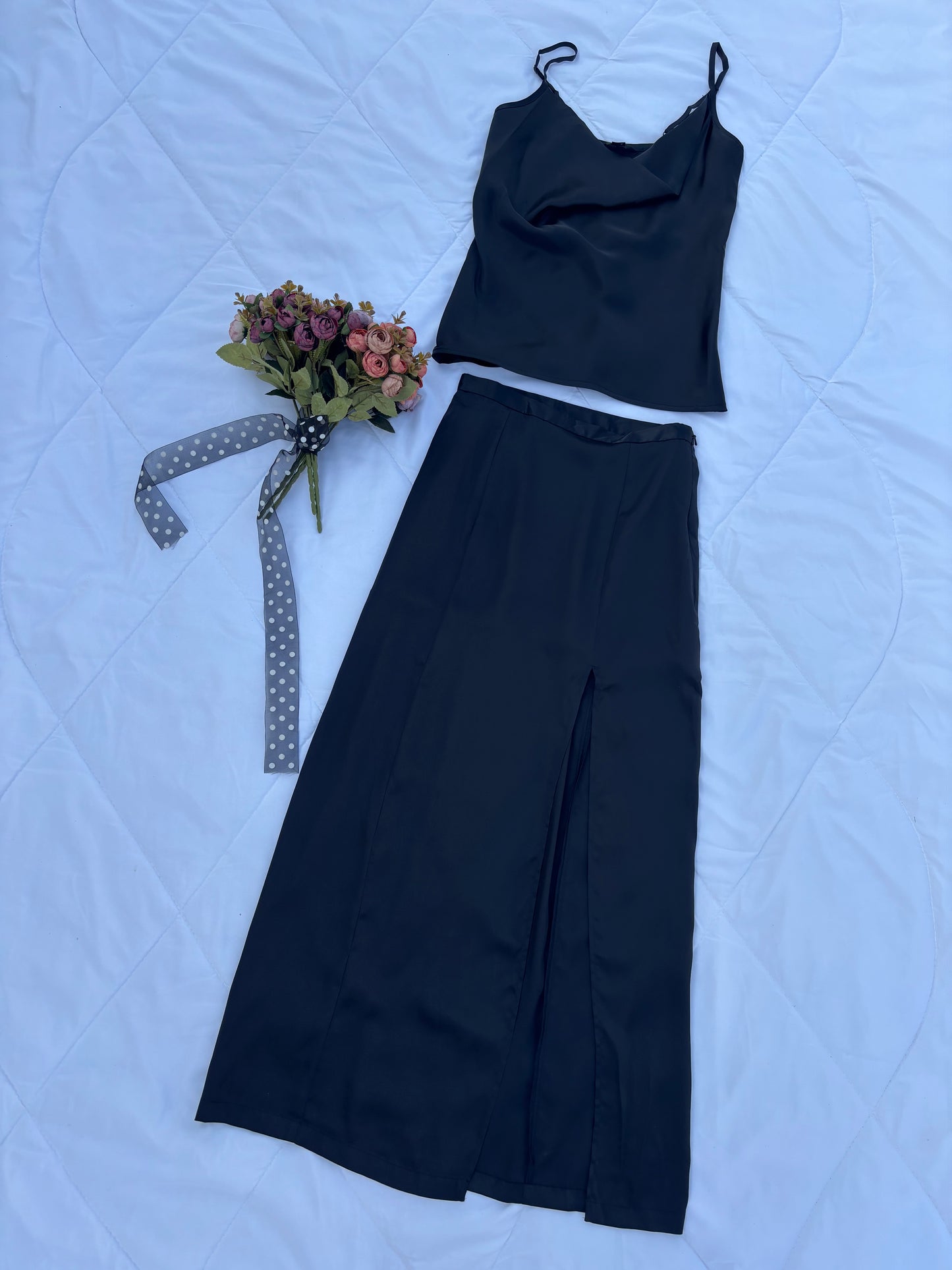 Black satin Co-ord set