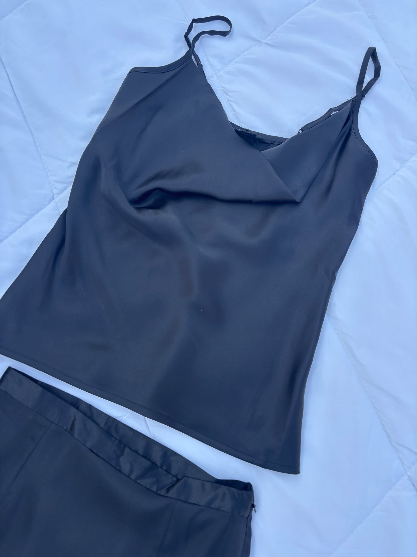 Black satin Co-ord set