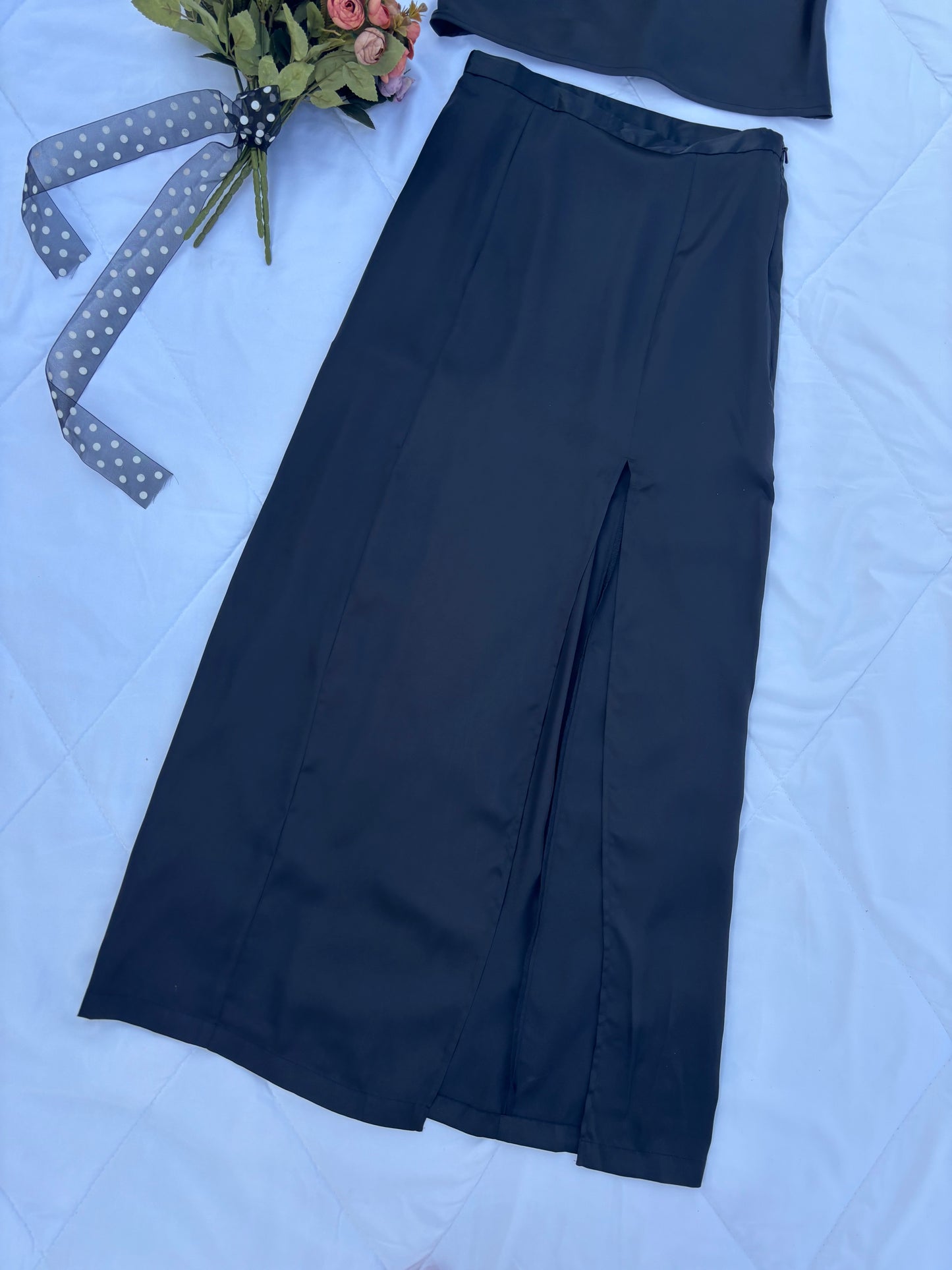 Black satin Co-ord set