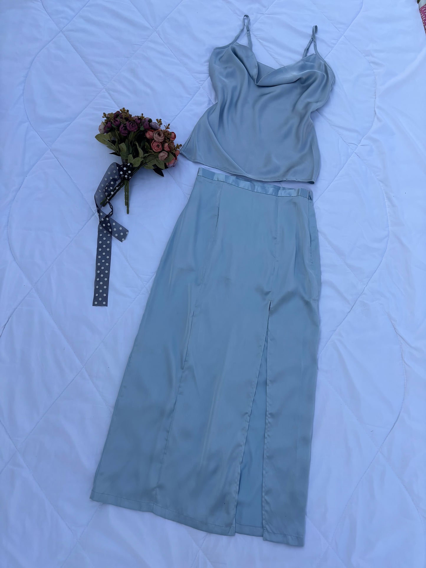 Grey satin Co-ord set