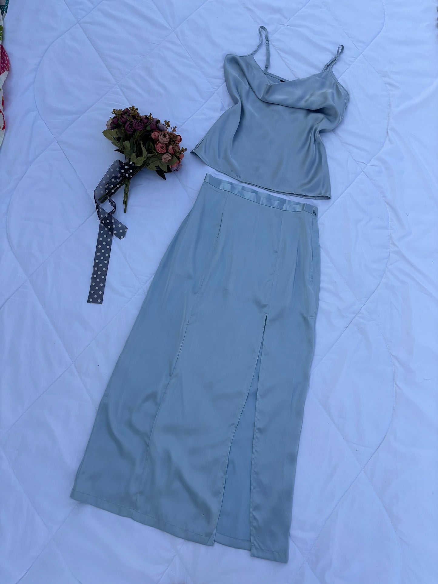 Grey satin Co-ord set