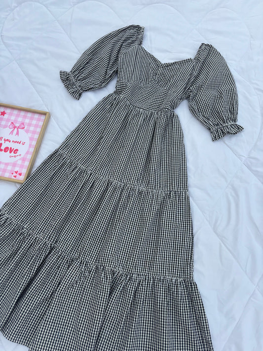 Black Gingham Dress (S/M)