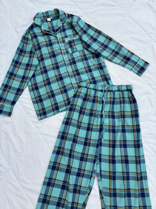 Blue Plaid PJ Set (M-L)