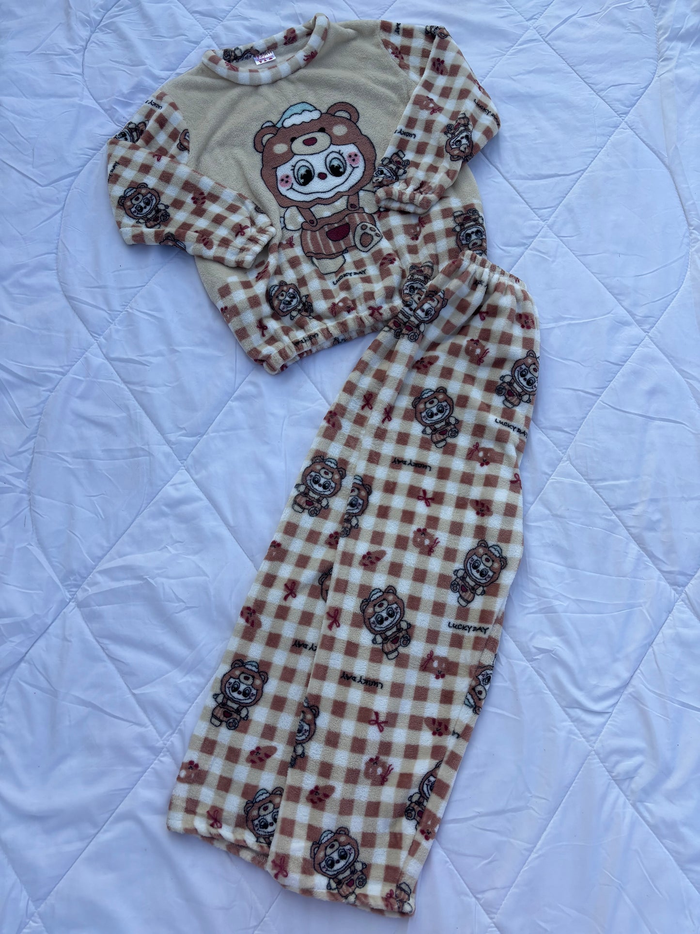 Cute Gingham Fuzzy Winter Sets (S-XL)