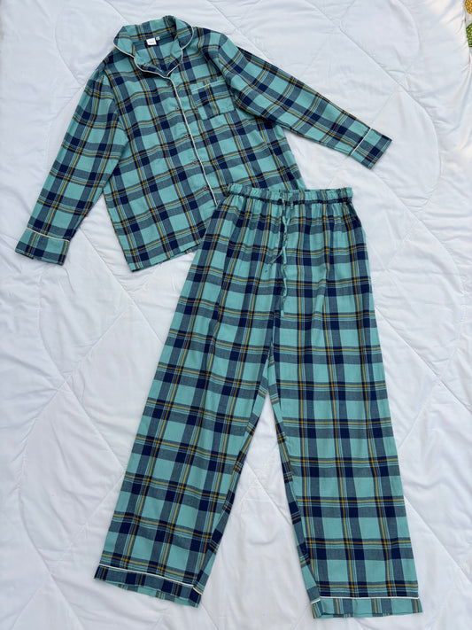 Blue Plaid PJ Set (M-L)