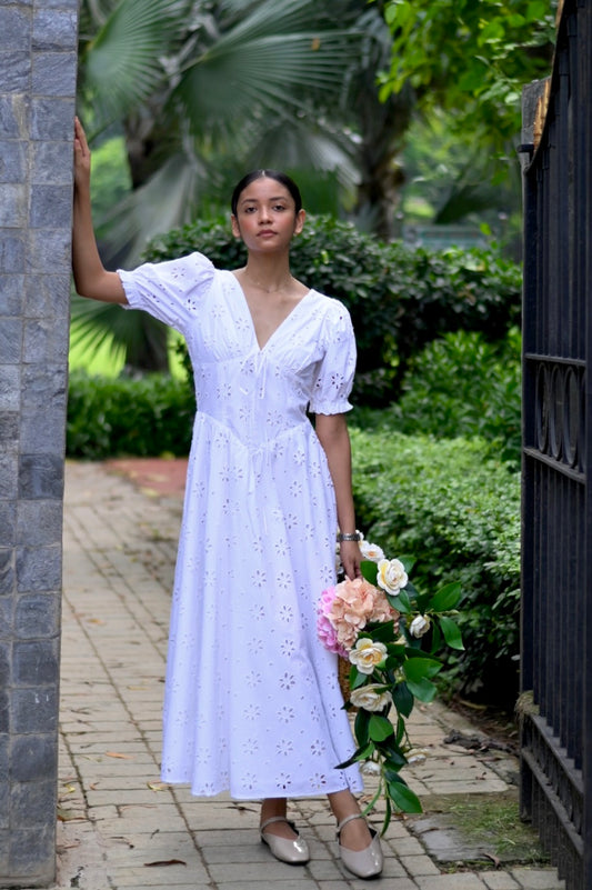 MIA Dress in White Eyelet