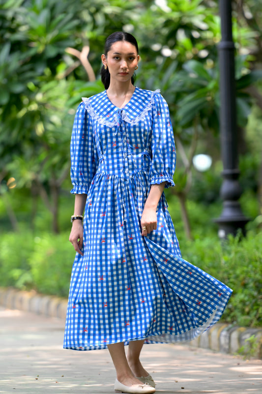 LYLA Dress in Blue gingham