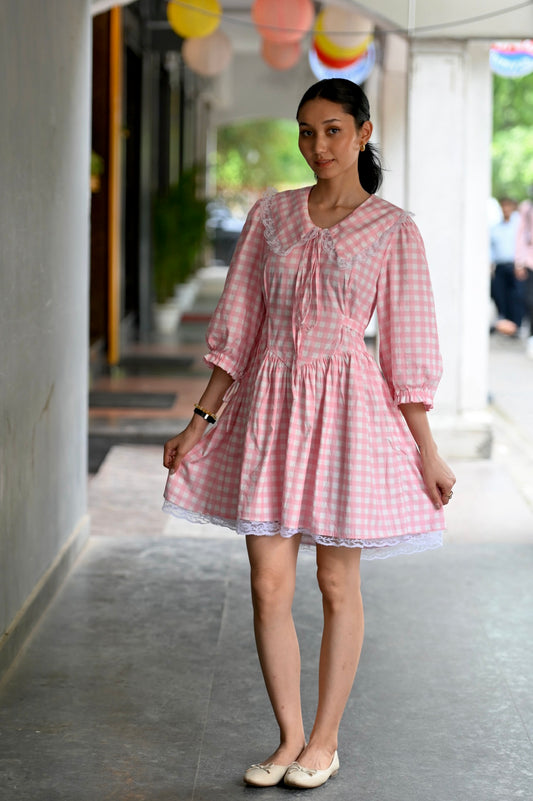 ALICE Dress in Pink gingham