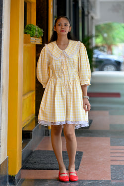 ALICE Dress in Butter yellow gingham
