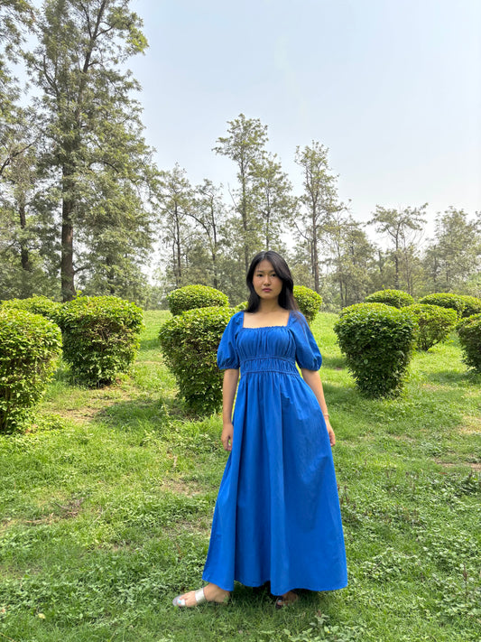 Blue linen dress