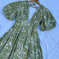 Green floral midi dress