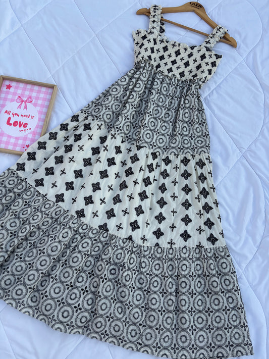 Embroidered smock dress