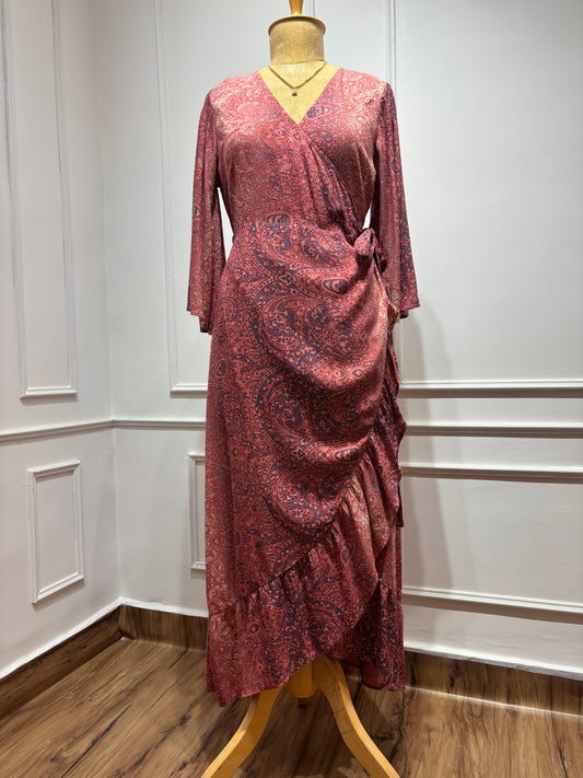Paisley pink wrap dress