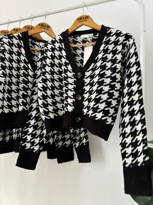 Black Houndstooth Cardigan