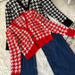 Red Houndstooth Cardigan