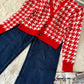 Red Houndstooth Cardigan