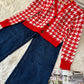Red Houndstooth Cardigan
