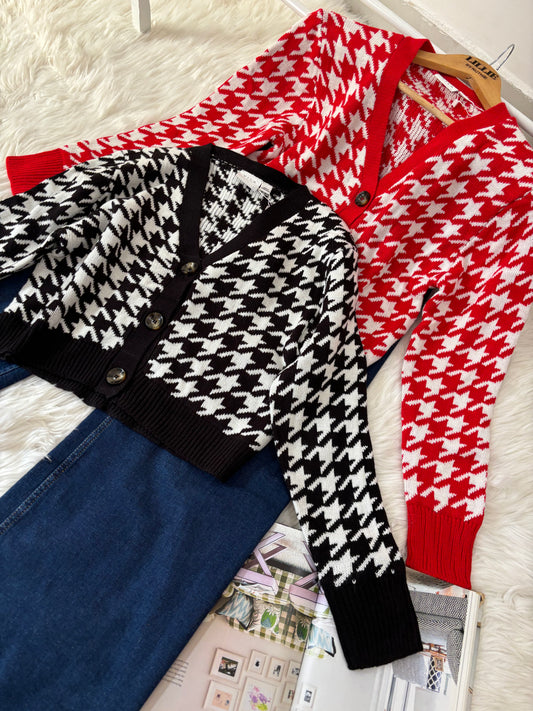 Black Houndstooth Cardigan