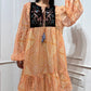 Peach yoke embroidered dress
