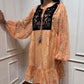 Peach yoke embroidered dress