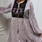 Lavender yoke embroidered dress