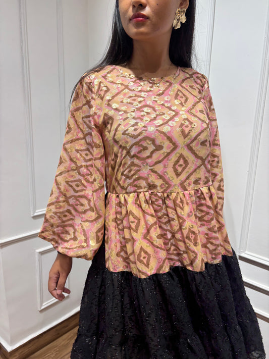 Abstract print knee length dress