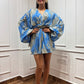Blue brocade Romper