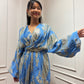 Blue brocade Romper