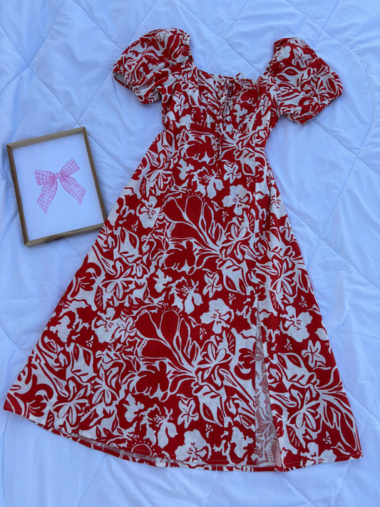 Copper floral bustier dress