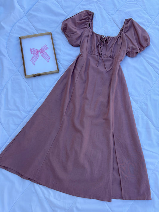 Mauve Pink Linen Bustier Dress