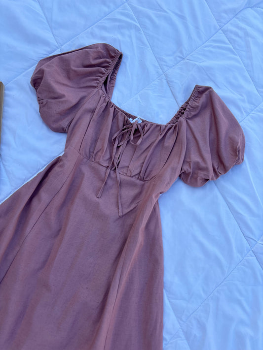 Mauve Pink Linen Bustier Dress