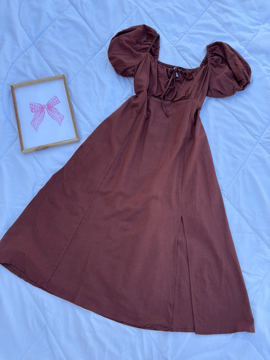 Brown Linen Bustier Dress