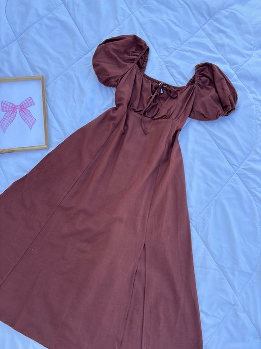 Brown Linen Bustier Dress