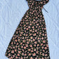 Black floral padded maxi dress