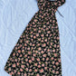 Black floral padded maxi dress