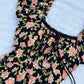 Black floral padded maxi dress