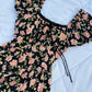 Black floral padded maxi dress