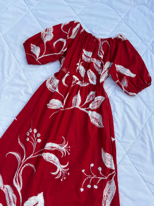 Cotton poplin floral dress