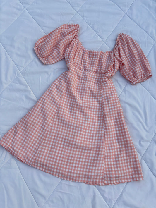 Peach gingham dress