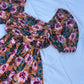Bust pleated floral dress